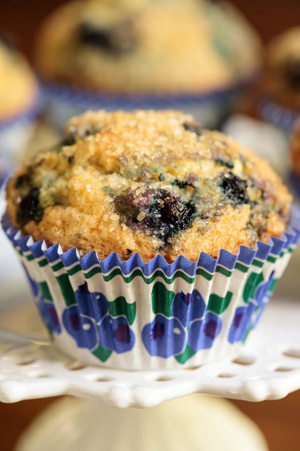  A heavenly aroma wafts from the oven as these blueberry muffins bake to perfection.