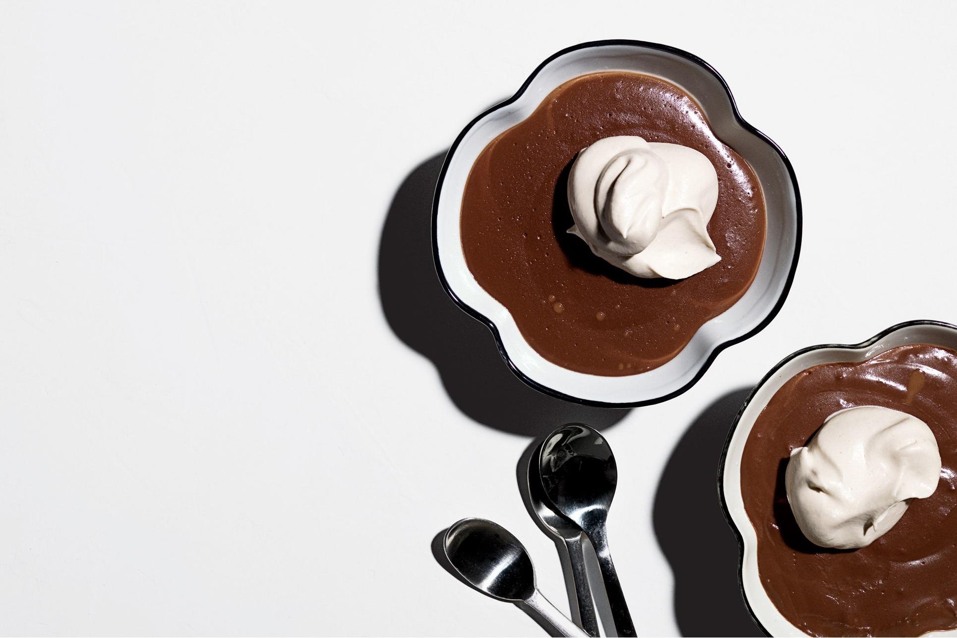  A little bit of whipped cream and chocolate garnish is just what this pudding needs.