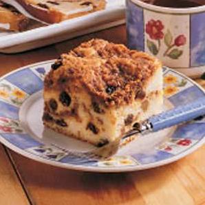  A perfect match for a hot cup of coffee, this cinnamon raisin coffee cake is to die for.