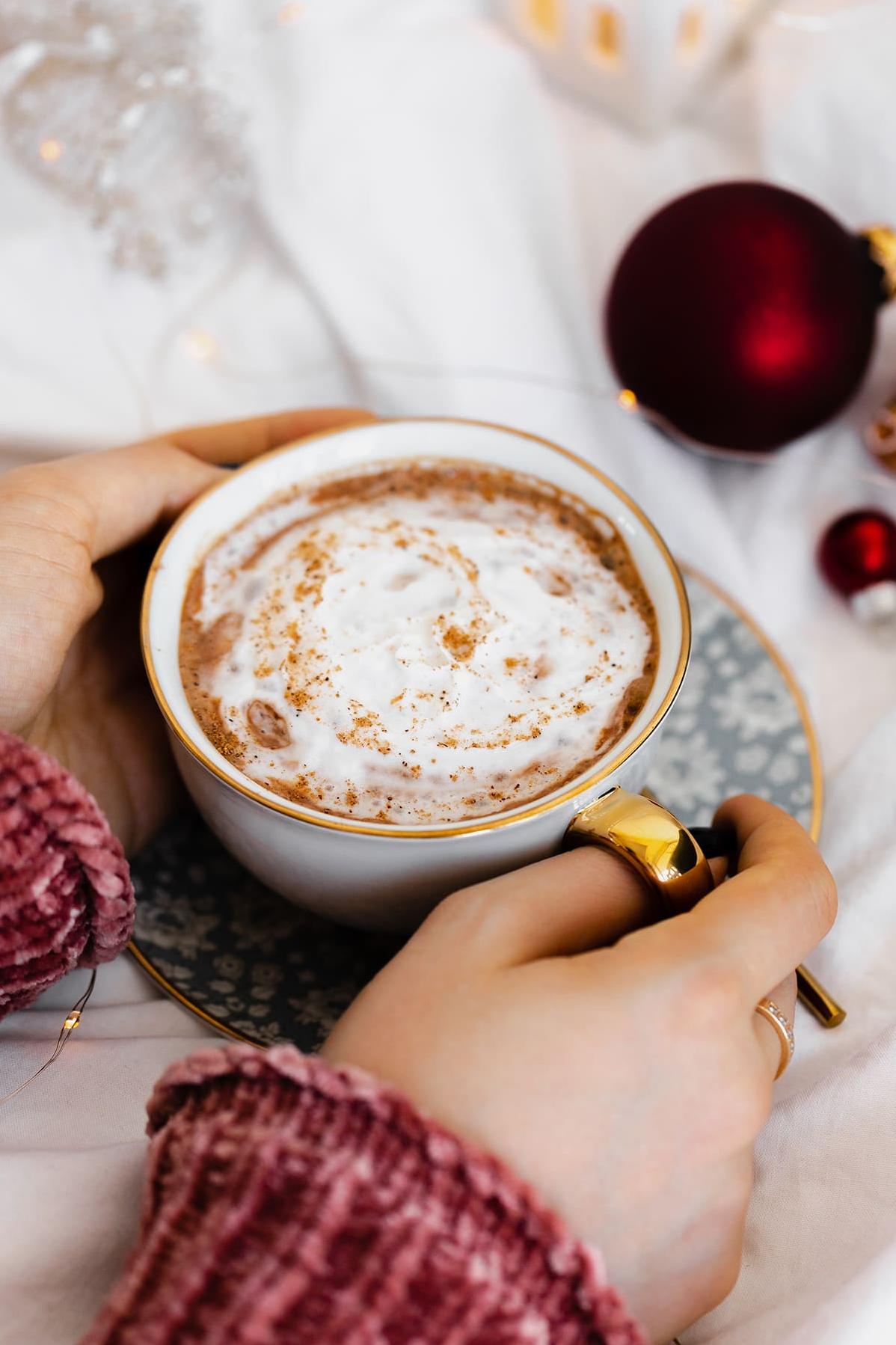  A warm and comforting chocolate eggnog latte is just what the doctor ordered on a chilly day.