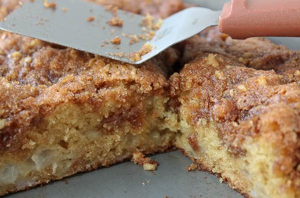  A warm cup of coffee complements this delightful coffee cake.