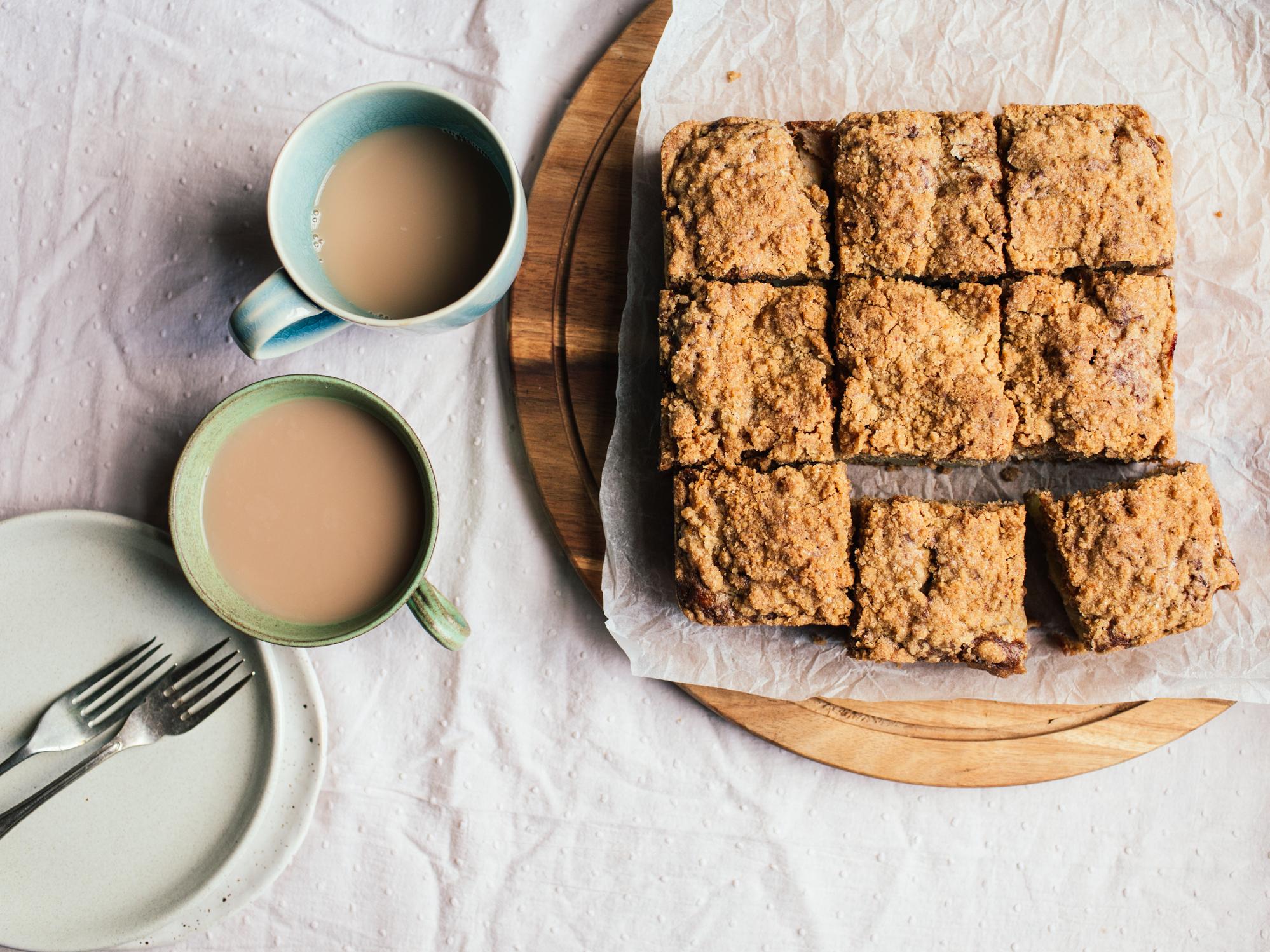  Add a touch of sweetness to your morning routine with this crumbly apple coffee cake