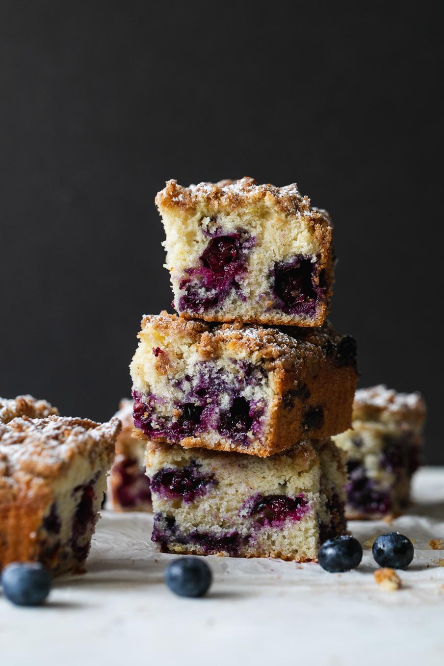  Add some color to your coffee break with this stunning blueberry coffee cake.