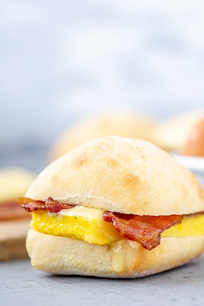  Bacon, egg, and cheese pack a punch of flavor in our sandwich!