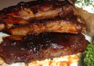 Chili Rubbed Baby Back Ribs W/ Dark Roast Coffee Barbecue Sauce