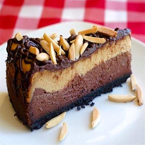  Chocolate, almonds, cheesecake, and coffee? Yes, please!