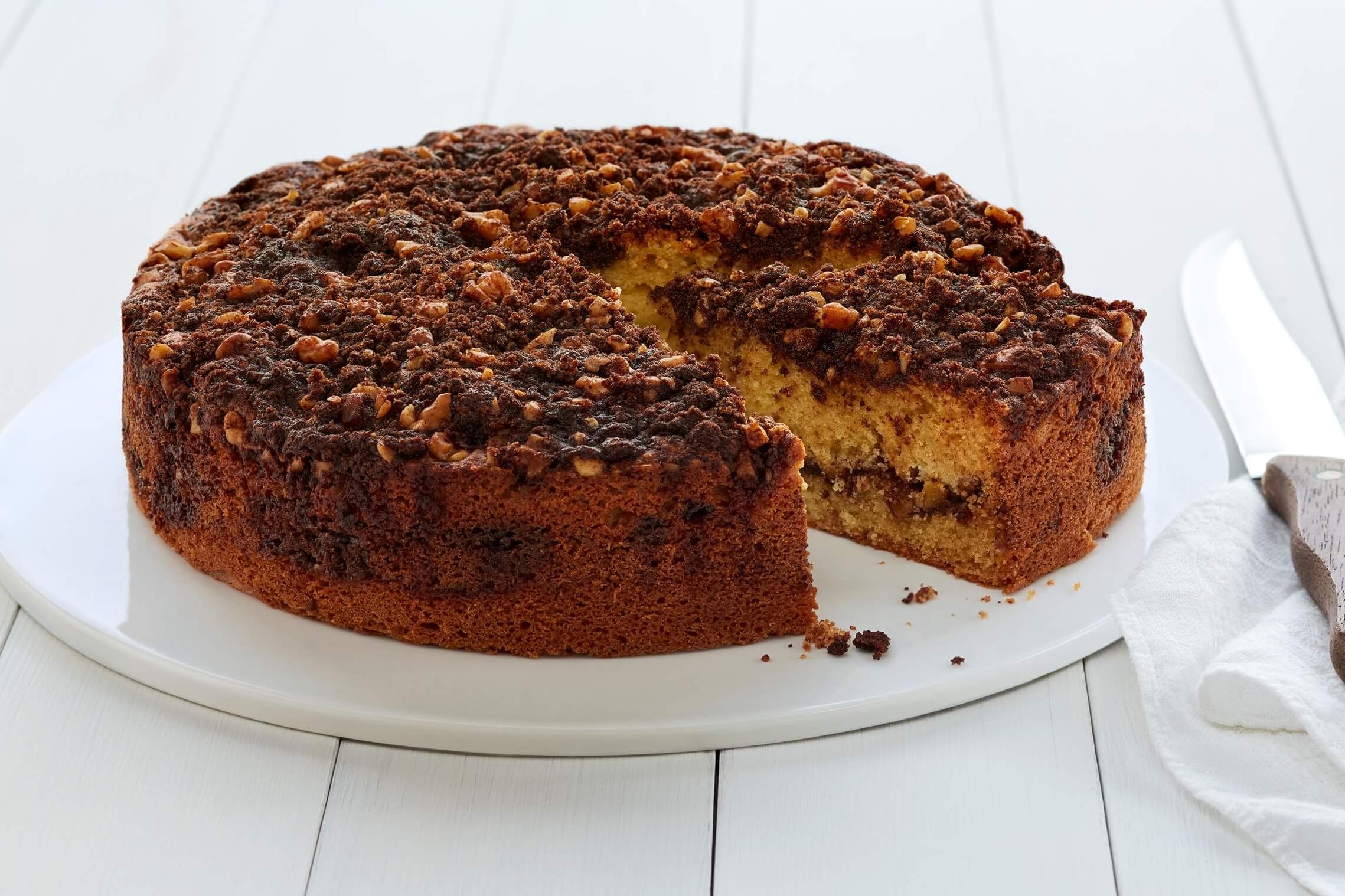  Decadent layers of cinnamon, chocolate, and apricot meet in this heavenly coffee cake