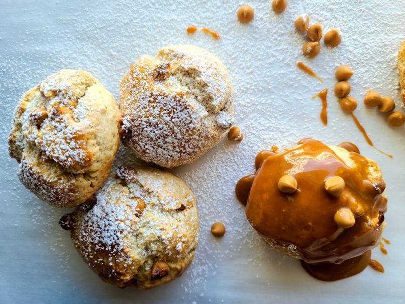  Delicious buttery scones with a sweet caramel surprise inside.