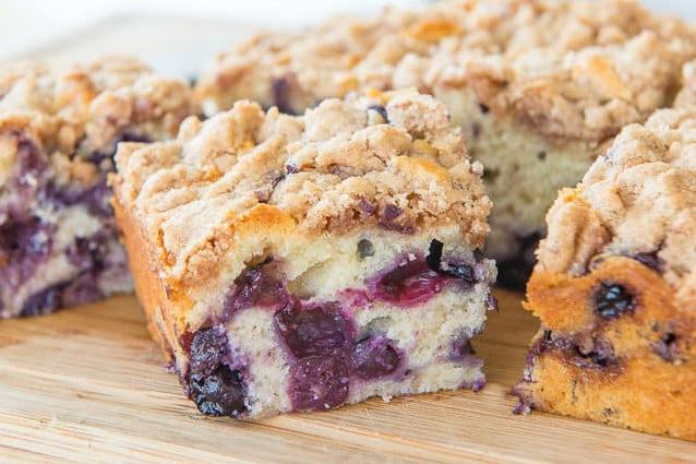  Enjoy a slice of this delectable Blueberry Buckle Coffee Cake with your morning cup of joe.