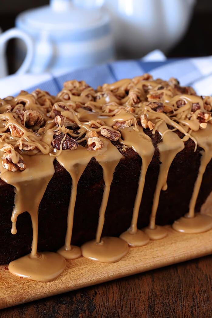  If you love the aroma of freshly brewed coffee and the toasty crunch of walnuts, this cake is made for you.
