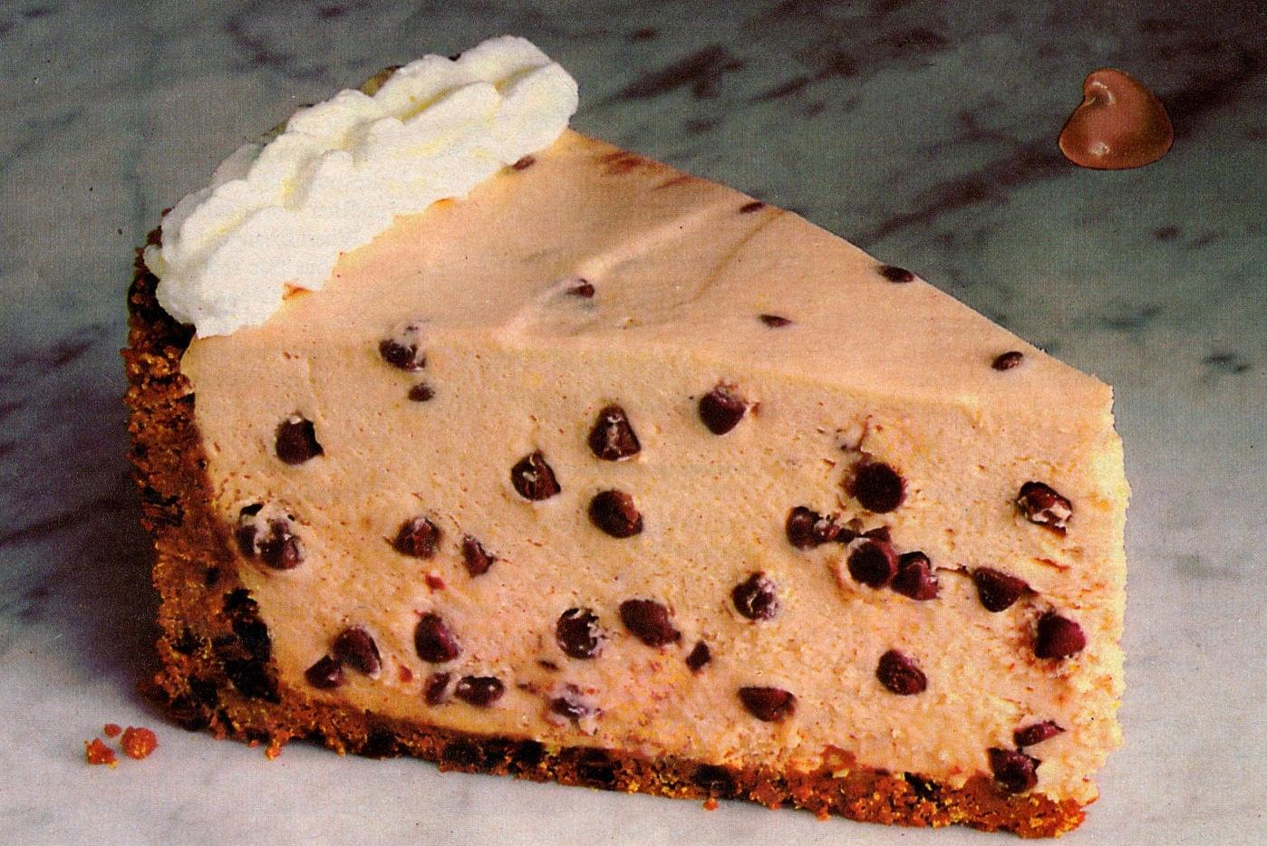  Indulge in a slice of our rich and decadent mocha chip cheesecake