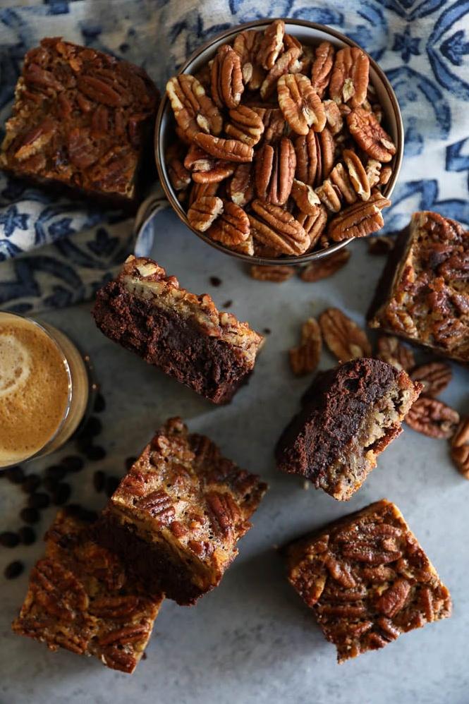  Not your average brownie - these are infused with bold espresso and crunchy pecans.