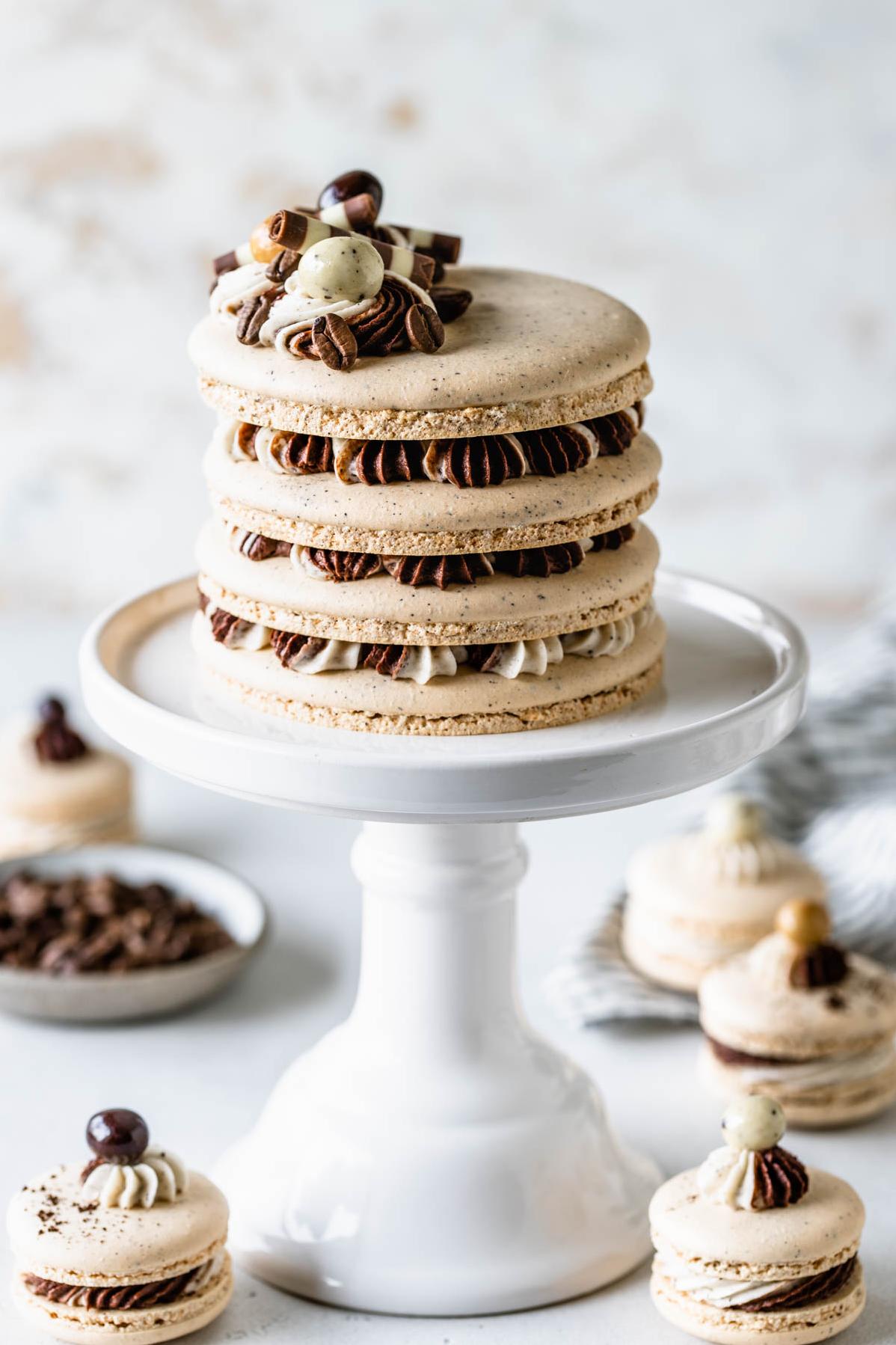  Prepare to indulge in a cake that brings together two of my favorite things: macaroons and coffee.