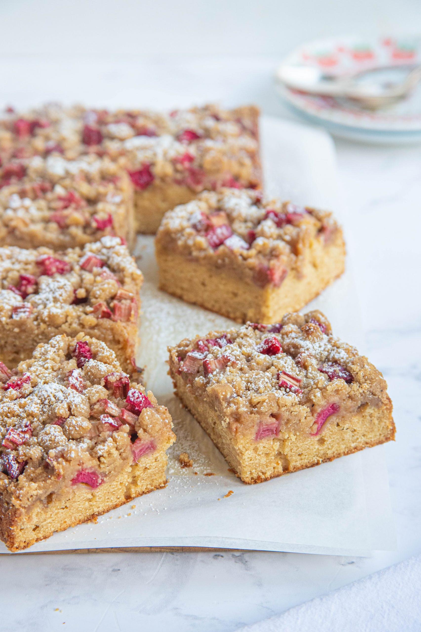 Sweet and Tart Rhubarb Crumb Coffee Cake Recipe