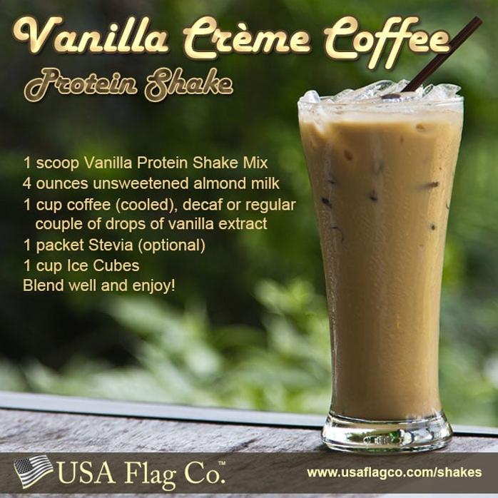  Satisfy your sweet tooth and caffeine craving with this protein-packed Vanilla Cappuccino Shake.