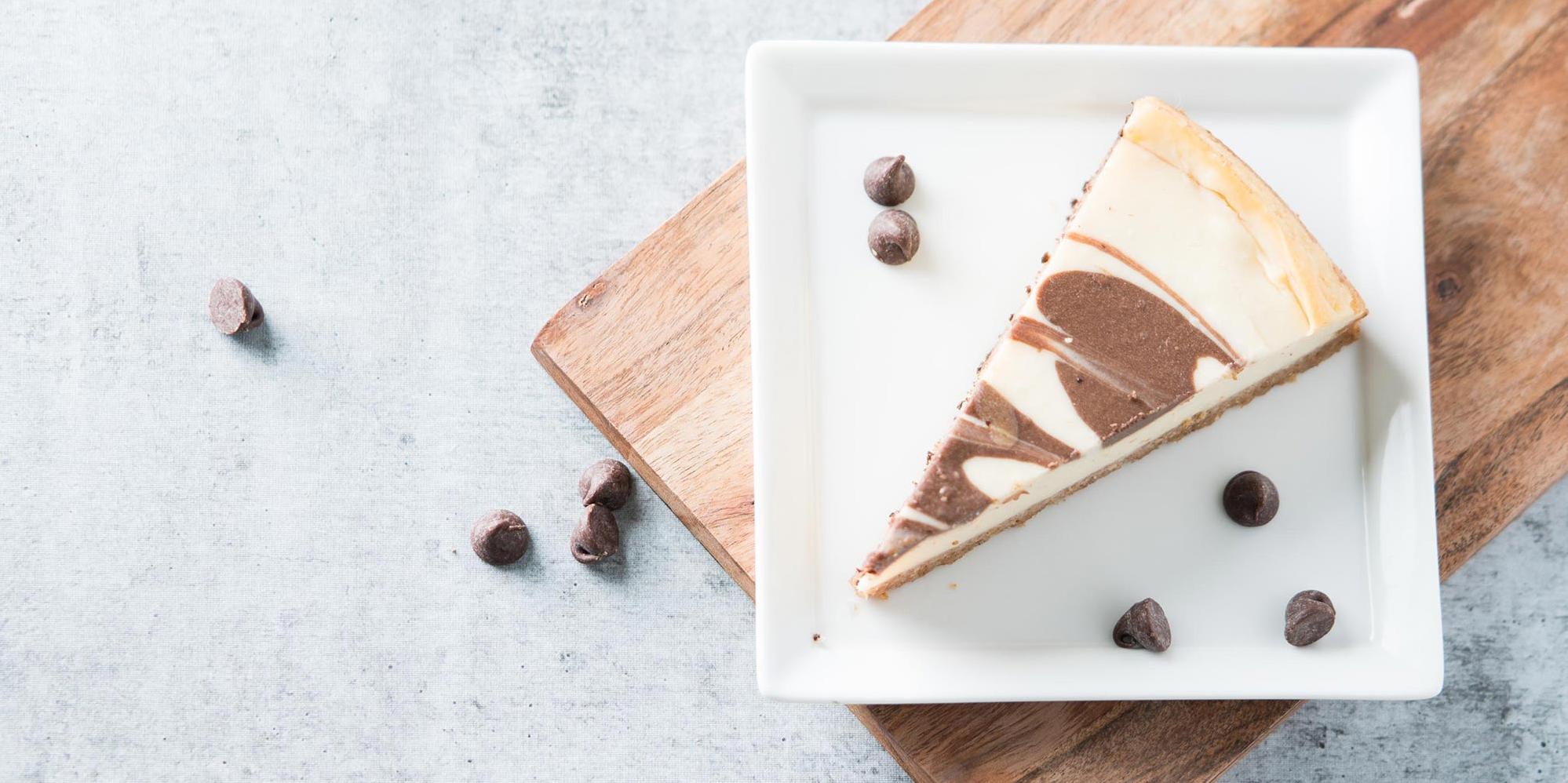  Satisfy your sweet tooth cravings with a slice of our Mocha Swirl Cheesecake