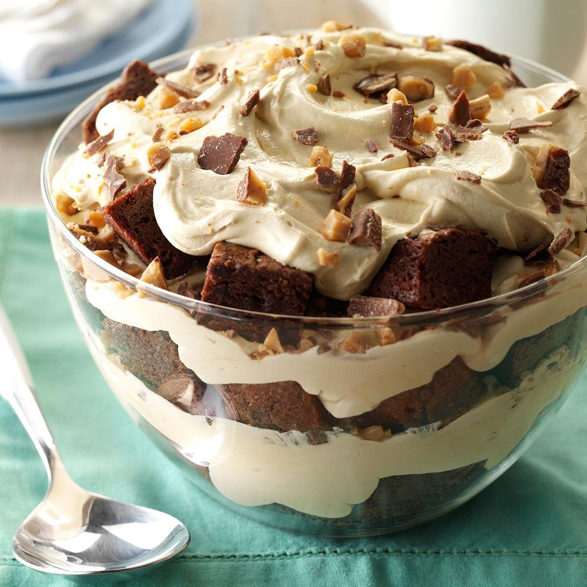 Sure, here are 11 creative captions for the Mocha Mousse Brownie Trifle recipe: