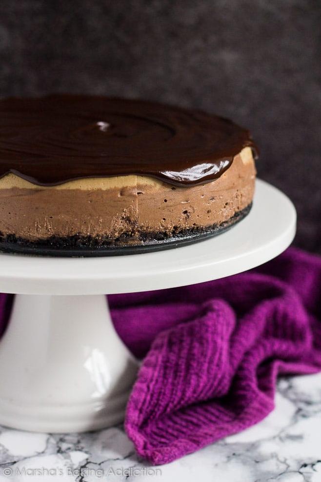 Sure, here are 11 unique photo captions for the Layered Mocha Cheesecake recipe: