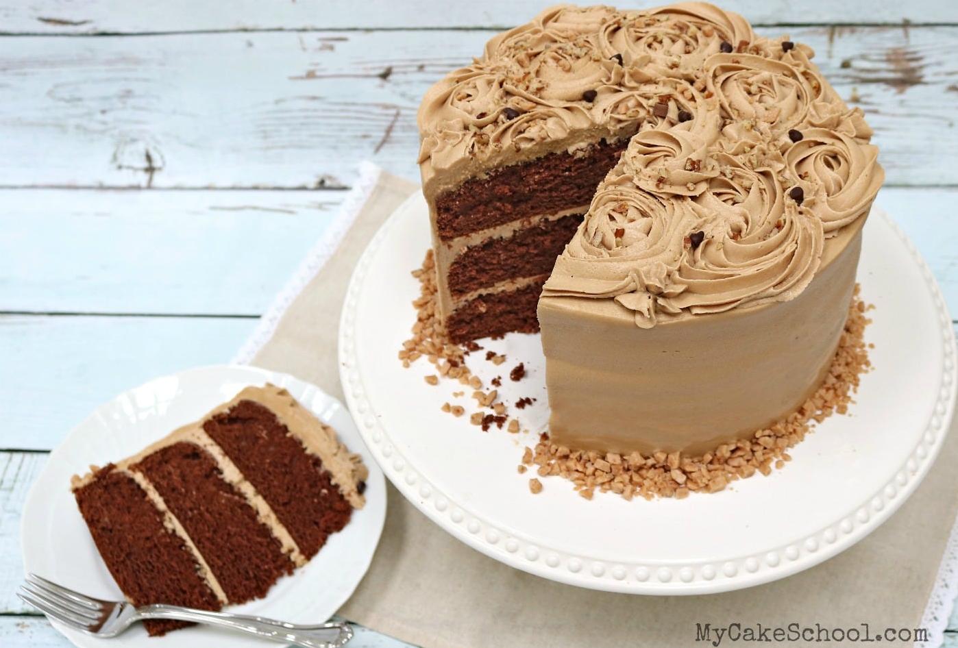  The coffee-toffee crunch topping adds a delightful texture to this cake
