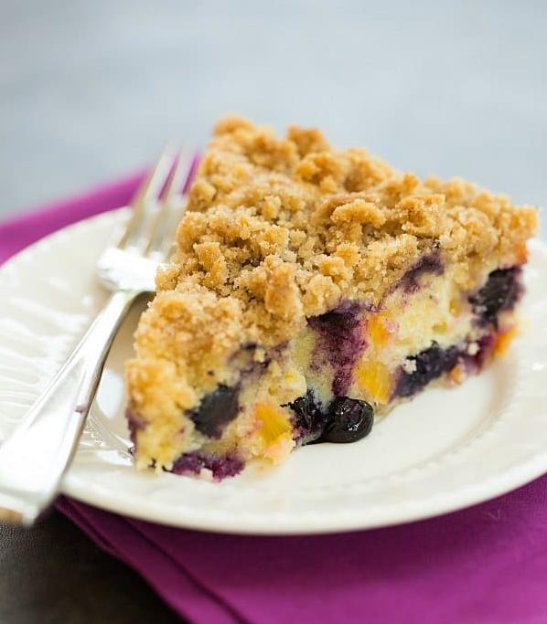  The perfect pairing of blueberries and peaches.
