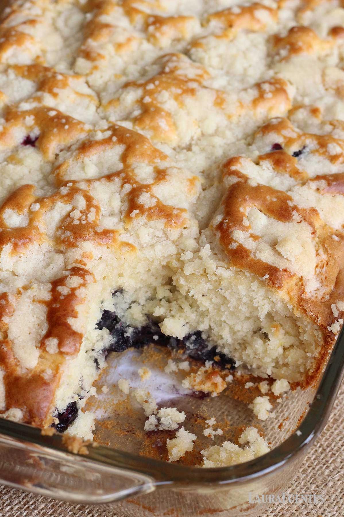 This cake has a perfect balance of sweetness and tartness thanks to the juicy blueberries.