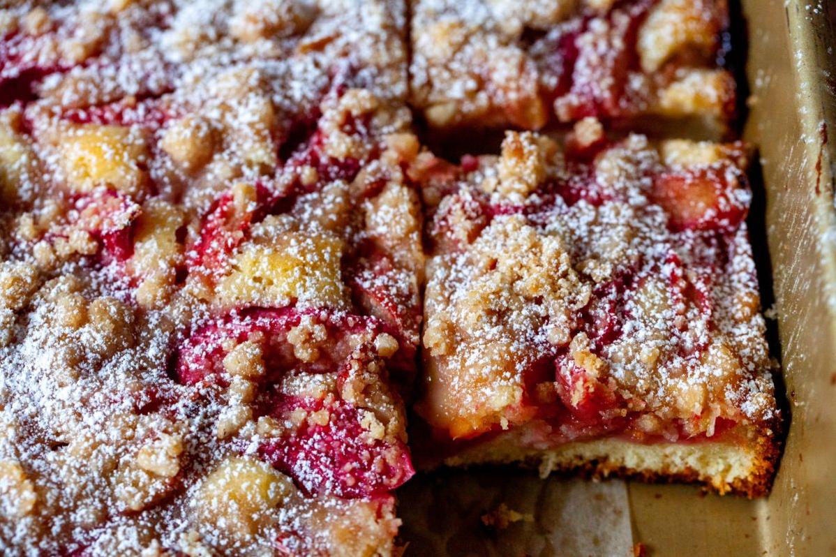  This cherry rhubarb coffee cake is the cherry on top of my day!