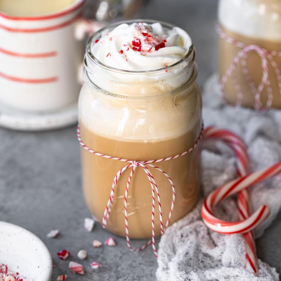  Topped with whipped cream and crushed candy canes, this coffee is a treat for the eyes and taste buds