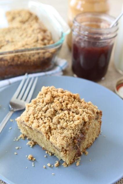  Two classics come together to create a masterpiece – Peanut Butter and Jelly Coffee Cake.