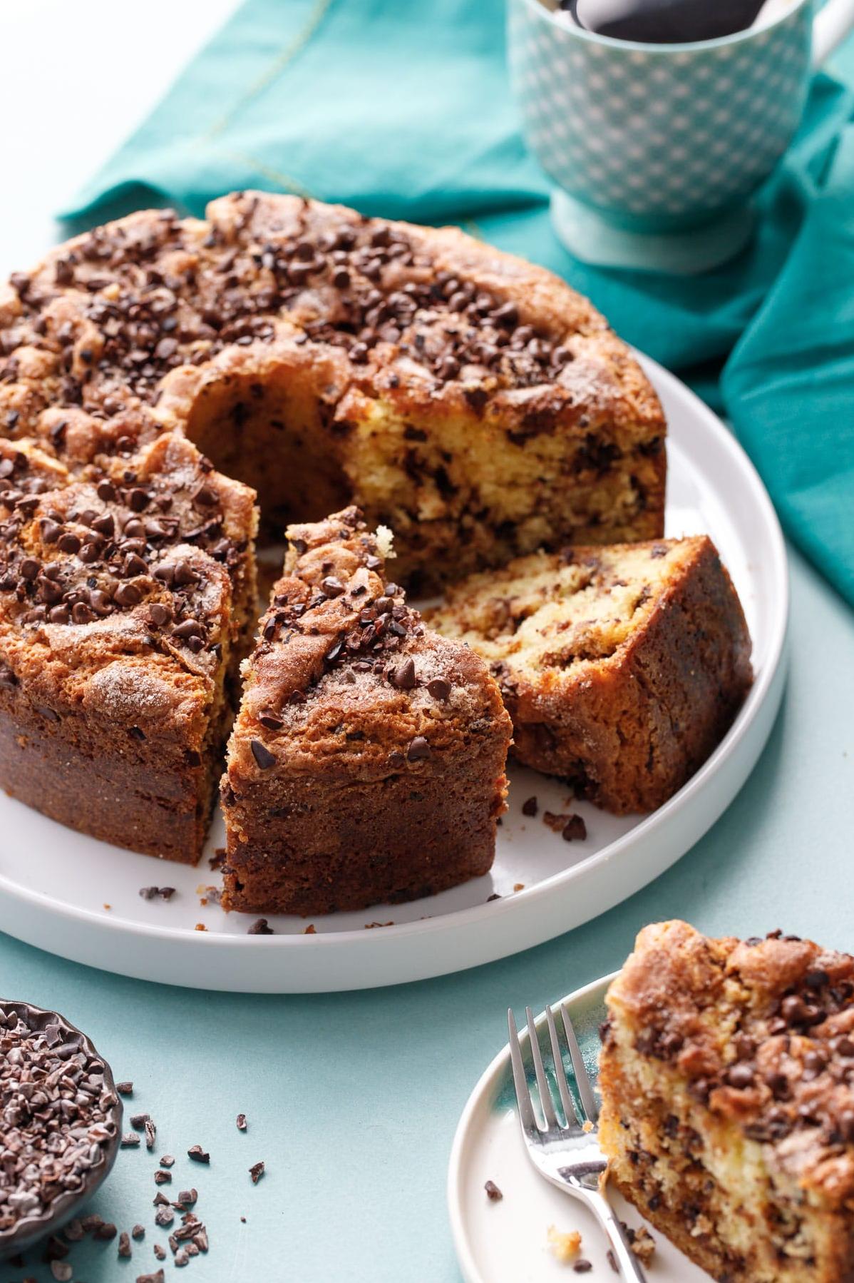  Wake up to the aroma of freshly baked coffee cake with chocolate chips and nuts.