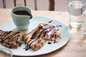 Walnut Crepes With Mocha Sauce